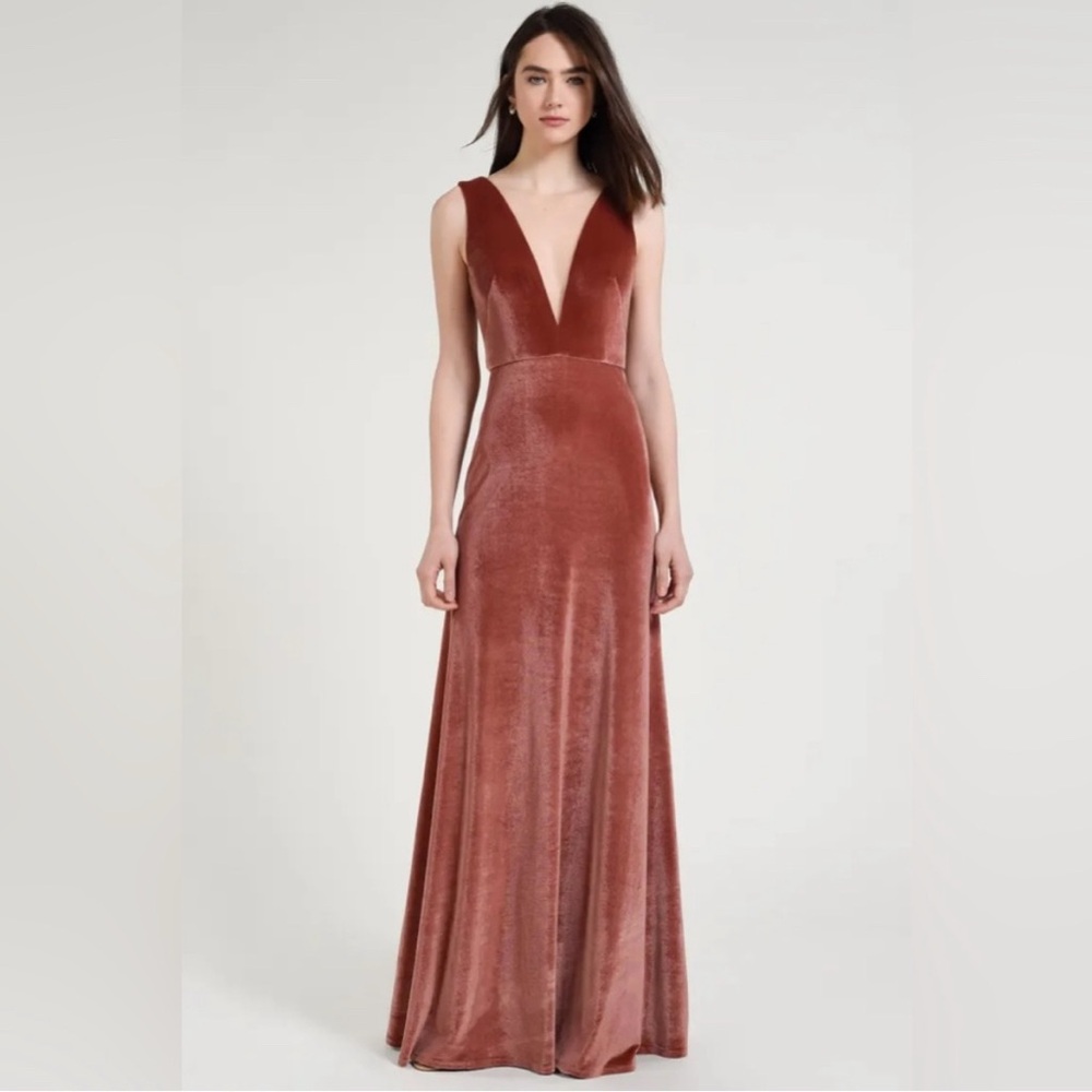 Elegant Velvet Evening Gown in Rust